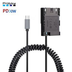 LP-E6 더미 배터리 USB-C/Type-C 전원 어댑터 Canon EOS R5 R6 5DS R 7D 6D 5D3 5D4 90D 80D 60Da 카메라
