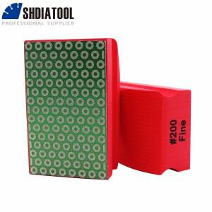 SHDIATOOL 1Pc 그릿  화강암 대리석 석재용 200 코팅 다이아몬드 핸드 폴리싱 패드 폼 백 그라인딩 블록