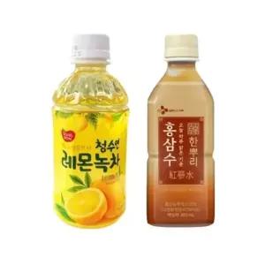한번에먹자쇼핑몰 340ml 차 음료 2종 혼합 세트/ 동원 청수연 레몬녹차 10개 + CJ 한뿌리 홍삼수 10개