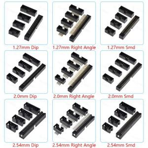 5/10피스 DC3 1.27/2.0/2.54mm Dip/SMD/직각 6/8/10/16/20/26/34/40/50Pin 수 소켓 스트레이트 Idc 박스 헤