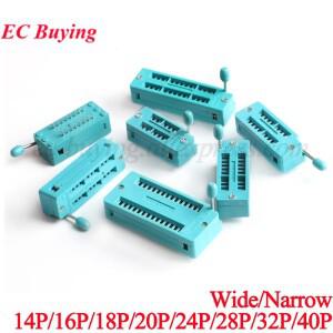 IC 소켓 잠금 시트 14 16 18 20 24 28 32 40핀 와이드/나로 2.54mm 녹색 DIP 범용 ZIF  솔더 타입 14P/16P/