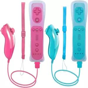 Wii 리모컨 U 콘솔(핑크와 블루)과 호환되는 2팩 업그레이드 무선 컨트롤러