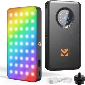KF 컨셉 RGB 비디오 라이트 사진 촬영용 휴대용 카메라 콜드 슈 CRI95 27007500K 풀 컬러 OLED 화면 콘텐츠