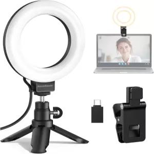 InnoGear 비디오 컨퍼런스 조명 모니터 데스크용 LED 스트리밍 5인치 60개 컴퓨터 카메라 웹캠 노트북