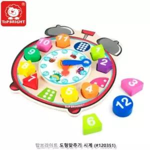 (힘찬)탑브라이트 도형맞추기 시계 (120351)원목블록 어린이 아기 장난감