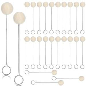 구들링 25pcs 울 도버, 가죽 도버 어플리케이터, 염색 및 스웨이드 염색을 위한 금속 손잡이가 있는 부드러운 볼 구두 광택 연마, DIY 공예 프로젝트