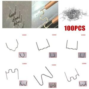 100pc 용접 네일 건 손톱 핫 스테이플러 0.8/0.6mm 플라스틱 기계 범퍼 자동차 수리 키트