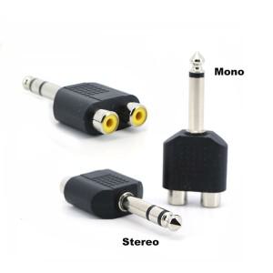 6.35mm 6.5 오디오 모노 스테레오 1/4 인치 남성 2 웨이 RCA 여성 Y 분배기 스피커 커넥터 믹서 증폭기 J