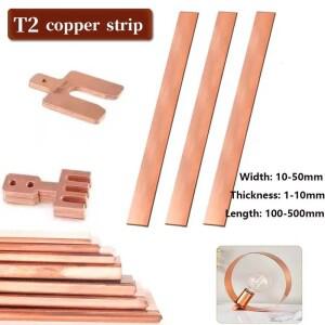 1피스 구리 스트립 T2 순수 평면 강스틸 및 전기 도금 DIY 재료 두께 1mm ~ 8mm 길이