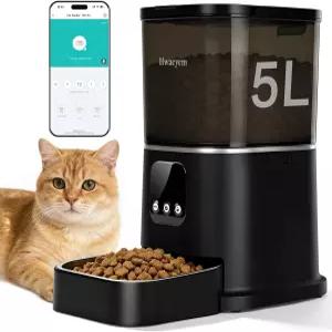 자동 고양이 급식기 원격 급식을 위한 앱 제어 기능이 있는 WiFi 5L 방해 방지 건조 식품 실내 건조제