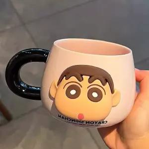 이유식용품 짱구 페이스 자석 머그컵 핑크 3D 500ml
