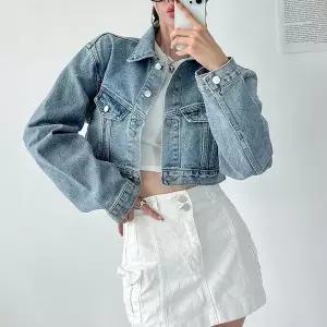 [하프클럽/다잇템]여자 연데님 가을아우터 카라 탱크 청자켓