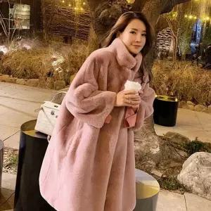 퍼 여자 청담동 며느리 룩 엄마 외출 페이크 코트