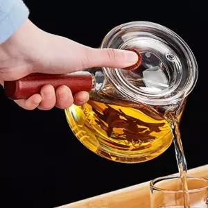 우드손잡이 전기포트 티팟 차포트 티폿 유리 내열 700ml