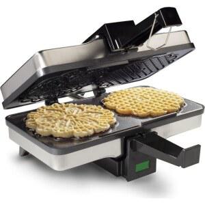 Cucina Pizzelle Maker Press가 레시피 만들기 쉬운 파티 만듭니다 간식 쿠키 두 번에 Baker 즐거운 논스틱 디저트 개를 5인치 가이드 전기
