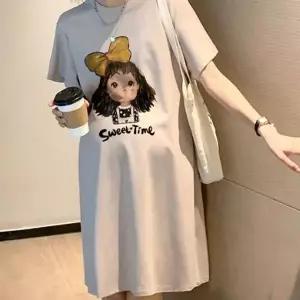 [알티피아]bns 편안한 임부 미디 원피스 반팔 라운드넥 빅사이즈