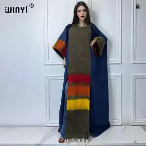 WINYI 여성용 따뜻한 원피스 블랙 패션 망토 홀리데이 우아한 파티 겨울 판초 레오파드 무늬 불규칙한