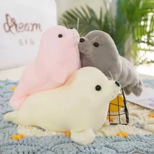핑크 바다사자인형 진짜같은 물범 사이즈 쿠션 화이트 작은 흰바다사자 25cm