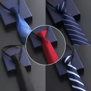 [하프클럽/]자동 잠금 지퍼 정장용 넥타이 남성 캐주얼 블랙 넥타이 20대용