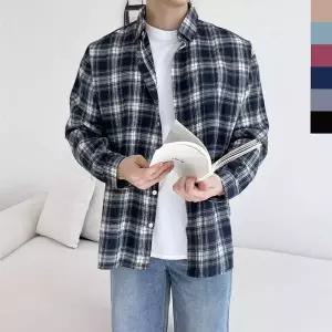 TBZ GPP SH724M 남자커플 모노 오버핏체크남방