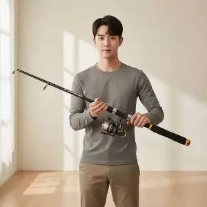 [콩심팥심]초보용 민물 원투 루어 낚시대 2.7m 휴대용 낚시로드 세트 가이드캡