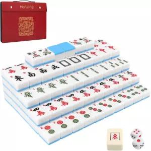 DEKILEA 마작 타일 세트 사용 설명서가 포함된 46개 중국어 보관함이 잡기 쉬운 4인치 모임 파티 캠핑을