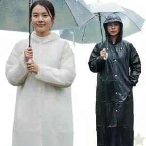 방수 레인 코트 남녀공용 롱 기장 후드 우의 야외활동 등산 비옷 착용