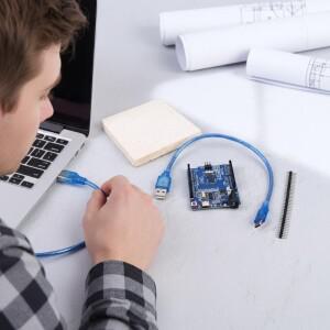 ATMEGA328P AU 칩이 포함 R3 B 케이블 인터페이스 STEM 교육 로봇 공학 전자 프로토타이핑  디자인용