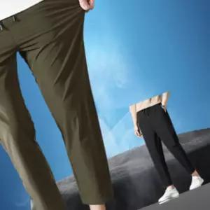남성 여름 아이스 밴딩 쿨링 스판 냉장고 테이퍼드 슬랙스 바지