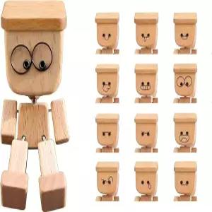 타이나글로릭스 나무 보블 헤드 인형 흔들리는 발 스프링 레그 피규어 12PCS 마그네틱 표현의 미니어처