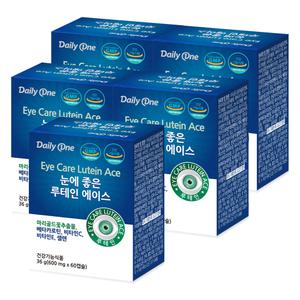 데일리원 눈에 좋은 루테인 에이스 눈 영양제 베타카로틴 600mg X 60캡슐 5통