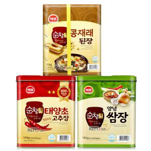 해표 순창궁 14kg 모음 태양초 고추장 (캔) 콩재래 된장 양념 쌈장