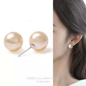 12mm 라이트골드 오스트리아 크리스탈 제작 진주 92.5실버 귀걸
