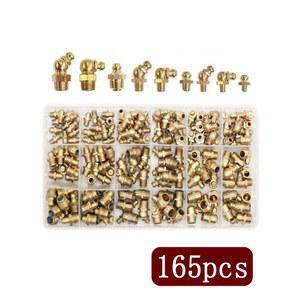 165PCS 유압 그리스 황동 타입 키트 구색 45도 니플 스트레이트 M6M8M10 세트 ZERK 피팅 90도