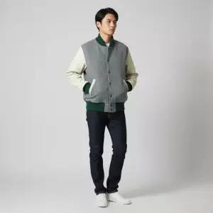 VARSITY JACKET_GREY WOOL MELTON 23F1H051-AL002) 바시티 자켓)