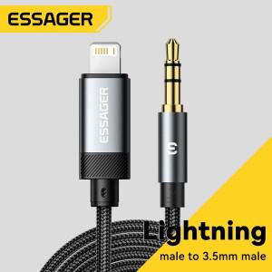 Essager Type C/USB-A/Lightning-3.5mm 잭 AUX 케이블 오디오 어댑터(휴대폰 헤드폰용) 자동차 HIFI 스테레