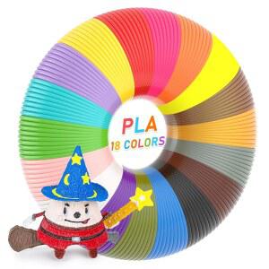 FIROS 3D 펜 필라멘트 리필, 18가지 색상 PLA 필라멘트, 각 10피트, 총 180피트 프린팅 SCRIB3D MYNT3D 펜과 호환, 더들러에는 적합하지 않음