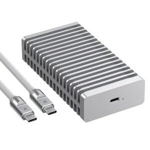 알루미늄 양면 핀 방열 RayCue 40Gbps M.2 NVMe 인클로저 Mac용 외장 SSD 케이스 USB 4/3.2/2.0과 호환(1TB SSD 포함)