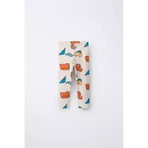 ZARA 애니멀 패턴 립 레깅스 - 크림