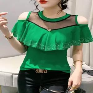  라틴 라인 탑 여성 오프숄더 사교 상의 연습복 댄스복