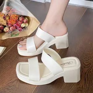 여성 통굽 샌들 5cm 여름 슬리퍼 가벼운 쿠션감 웨지힐 미끄럼방지 3색상