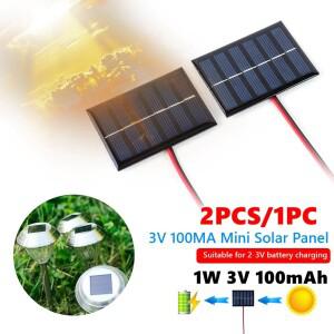 2개/1개 DIY 폴리실리콘 태양광 에폭시 셀 충전기 2-3V 배터리 전지 100mAh 1W 미니 소형 패널 모듈