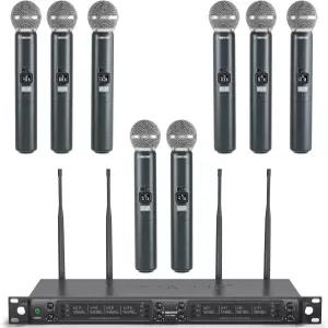 페닉스 프로 무선 마이크 시스템 8채널 8개의 휴대용 다이내믹 포함 오토 스캔 8x40 UHF 주파수 328피트