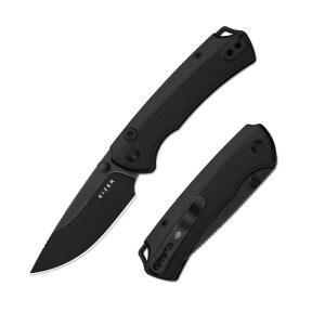 Kizer T1 BD EDC 포켓 나이프, 3.2인치 D2 스틸 드롭 포인트 접이식 블랙 G10 핸들, 엄지 스터드 오프너 버튼 라이너 잠금, 캠핑 하이킹 낚시용 V3490.2BM1