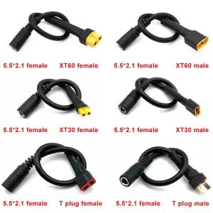 1PCS XT60 XT30 T 플러그 여성 남성 DC 5.52.1mm 커넥터 배터리 충전 어댑터 케이블 변환 와이어 DC 전원