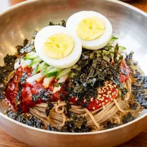 [산해직송] 강원도 생 메밀 막국수 (4인분) 물막국수 2팩+비빔막국수 2팩+명태식해1팩 증정