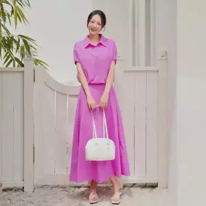[핑크시슬리] SET/마이데이 쿨바스락 스트링 플레어 스커트세트
