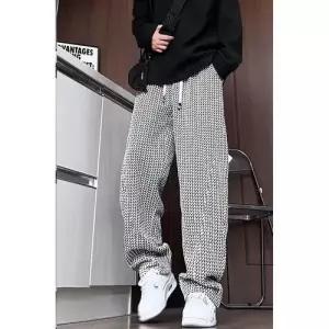 남성용 팬츠 면 캐주얼 춘추 체크 와이드 일자 MF3