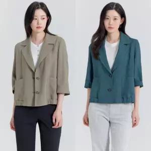 지센 여성 여름 이월상품 밑단 밴딩 7부 싱글자켓 LCJKP425