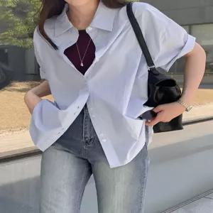 [제작] 투투 버튼 라이오셀 루즈핏 반팔 셔츠 87723 빅사이즈 여성의류